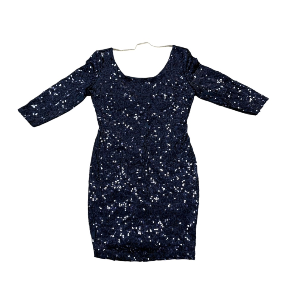 Wet Seal Navy Blue Sequin Scoop Neck Bodycon Mini Dress Size Large Women’s